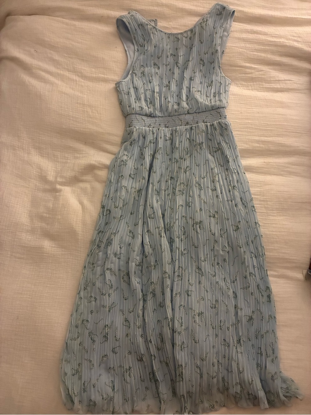 Light Blue Flora Sleeveless Maxi Dress